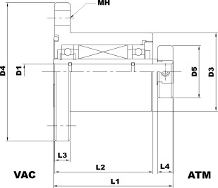Hollow Shaft Flange Mount Feedthrough Drawing