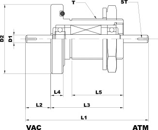 Nut Mount Feedthrough Drawing